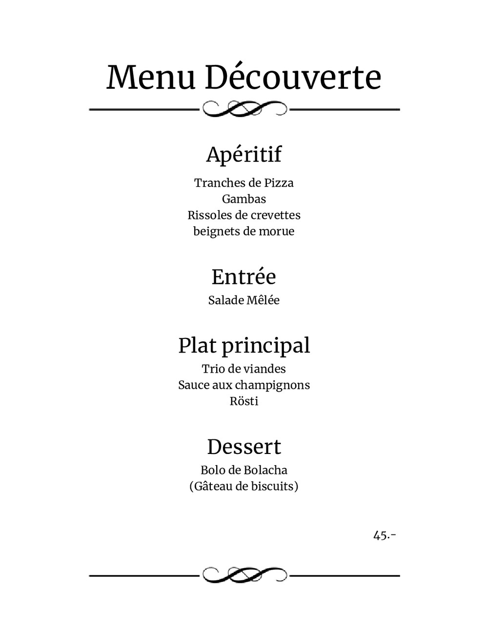 Aperçu : Menu Découverte